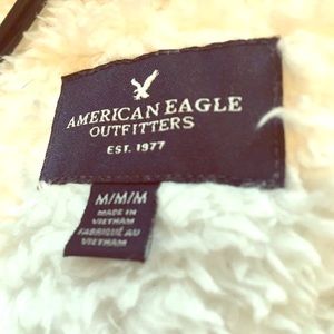 American Eagle white fur cardigan